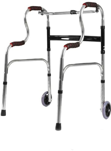 NEWFUN Deambulateur 2 Roues Pliable Leger Adulte, Réglable en Hauteur, Charge Maximale 150 KG, Adapté aux Personnes âgées et aux Adultes