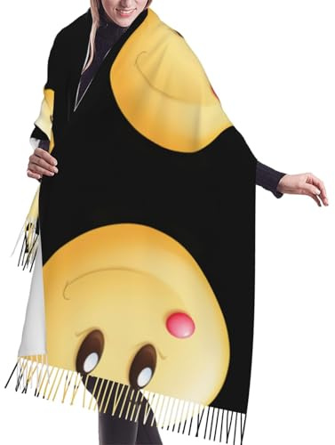 UFhgjjb Écharpe à franges pour femme - Châle doux pour l'automne et l'hiver, parfait pour les voyages et le quotidien, Symbole smiley mignon, taille unique