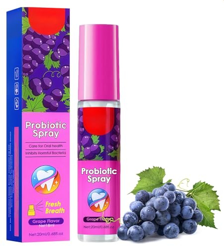 Spray Alito Fresco,Spray Alito,Rimozione 'Alitosi,Rinfrescante Per L'Igiene Orale Immediata,Cura Quotidiana Per La Bocca,Sapore di uva 20 ml