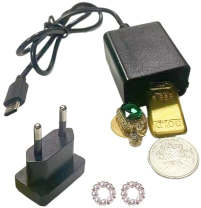 para dinero – Dispositivo portátil de escondite con cargador falso, carcasa para enchufe | Para objetos de llaves, joyas, pastillas, monedas, viajes, casa y oficina