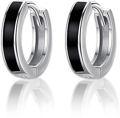 Collenatsy Boucles d'oreilles créoles en argent sterling 925, larges boucles d'oreilles créoles en argent plaqué rhodium et hypoallergéniques, boucles élégantes pour femmes et hommes