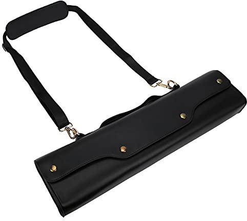 HLKSOUREZ Bolsa de Transporte para Flauta, Estuche de Almacenamiento de Flauta de Cuero sintético a Mano con Correa para el Hombro, Bolso de Flauta portátil para músicos, Bolsa Duradera (Negra)