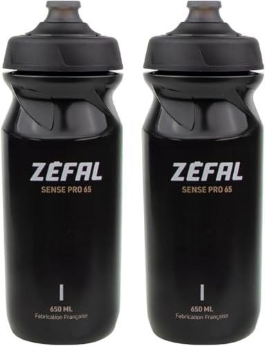 ZEFAL Sense Pro 65 x 2 Borraccia Bici Sport - Due Borracce Bici da Corsa MTB Gravel 650 ML - Borraccia Ciclismo - Premium e a Tenuta Stagna - Nero, 2 x 650ml