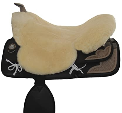 Engel Reitsport Lammfell Sattelsitzbezug Sattelauflage SABEZ3-MED für Western Reitsattel mit Hornausschnitt Horndurchlass Farbe med.