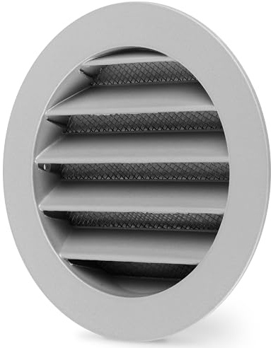calimaero® WSGG Louvre Air Vent Covers for Walls 100mm, Robust Cast Aluminum Round Soffit Vents with Insect Screen for Mobile Homes, Garden Shed, Garage, UV-Stable, Rustproof
