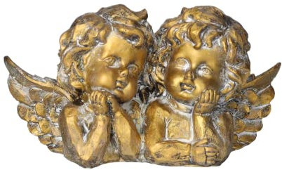 Keyhomestore-Coppia Angeli Decorativi in Resina Oro Antichizzato – Statua da Appoggio per Interni, Decorazioni Natalizie e Idee Regalo Raffinate. altezza cm 12