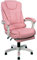 TRISENS Bürostuhl mit Fußstütze und flexiblen 3-Punkt-Armlehnen - Schreibtischstuhl im Lederoptik-Design - ergonomischer Bürosessel mit verstellbaren Rückenlehne für gesündere Sitzhaltung, Farbe:Rosa