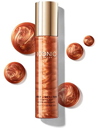 ICONIC LONDON Prep-Set-Tan Glow | Shimmer Facial Tanning Mist, 2.53 Fl Oz