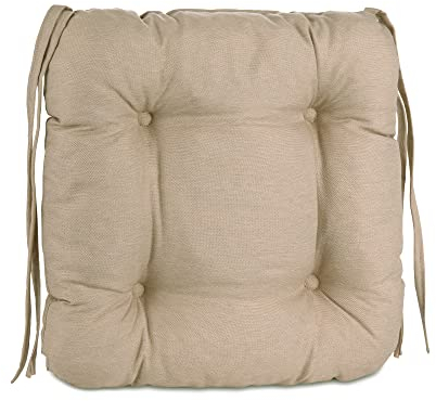 Pillows24 – 4X Sitzkissen Outdoor 40x40 – Extra Dicke 8cm – Wasser- & UV-beständig + Bändern | Bequeme Stuhlkissen, Stuhlauflage Sitzpolster, Sitzauflage Gartenstuhl | Sitzkissen Stuhl (Cappuccino)