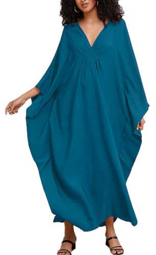 ZaisuiFun Vestido Kaftan Mujer Playa Largo Verano Caftán Bohemia Playeros Vacaciones Bikini Cover Up Talla Grande