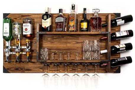 CREATIVE COOPER Estantería de Madera con dispensador de Bebidas, estación dispensadora de Alcohol para 3 Botellas, 120 x 60 x 14 cm, Vintage y rústico, Whisky, Ginebra, Licor, Regalo de Barman