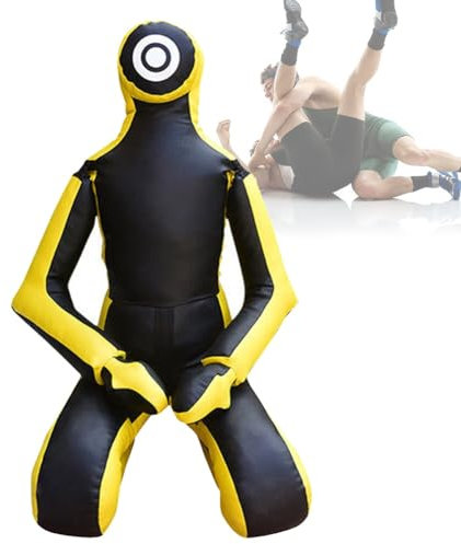 DYK&NX MMA Grappling Dummy, Judo Sacco da Punzonatura Manichino, Wrestling Posizione Seduta Manichino, Jiu Jitsu Brasiliano, Autodifesa Arti Marziali Miste,170 cm, Non Riempito (Color : B Yellow)
