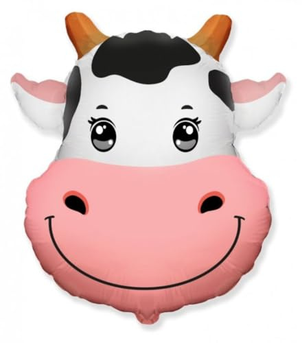CONVER PARTY, Globo Vaca, Globos de Cumpleaños para Fiestas Temáticas, Fiesta Animales de la Granja y Cualquier Celebración, Apto para Helio y Aire, 56 Cm, 1 Globo