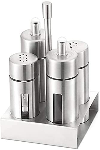 YXUANYZNB Cruet Set for Salt Oil Vinegar Pepper Bottle Set for The Kitchen 4 Condiment Containers and 1 Stand