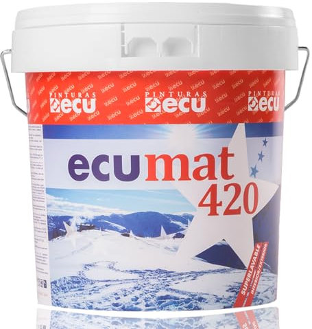 PINTURAS ECU - Pintura Blanca Antimoho Interior y Exterior -Evita la Aparición de Hongos y moho en Paredes, Techos, Especial Baños, Liso Mate, Antihumedad (Blanco, 14 Litros)