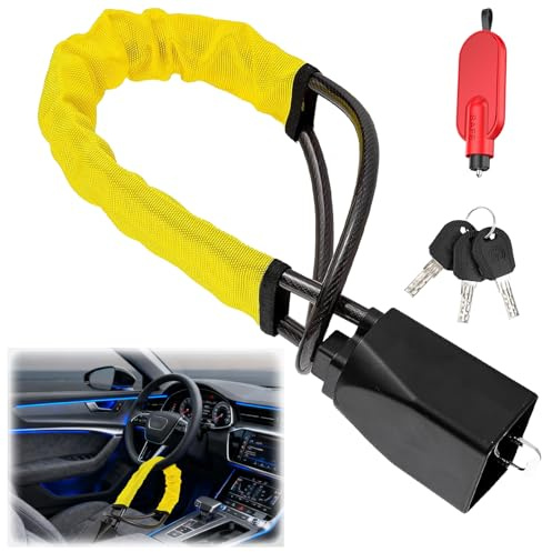 JDHUIOO Steering Wheel Lock - Heavy Duty Car Anti-Theft Security Device with Police Approved Locking Mechanism, Universal Fit for Cars & Vans, Extra Strong Steering Lock for Vehicle Protection