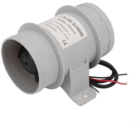 DAZZLEEX 3-Inch 12V Silent Inline Marine Air Blower with Corrosion-Resistant Housing and High Airflow for Yacht or Boat Cabin Ventilation,Compact ABS Design for Efficient Air Circulation