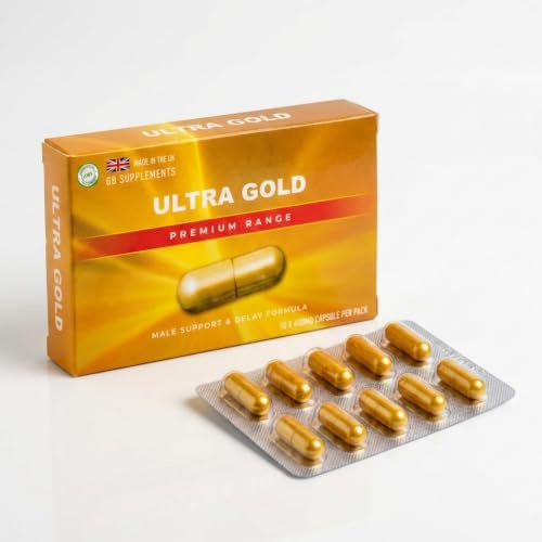 10 x 400mg NEW Advanced Formula - Ultra Gold Premium Male Support Capsules | 10 Capsules | Maca, Ginseng, Tribulus, Ashwagandha Blend | Stamina & Vitality Support | UK Manufactured