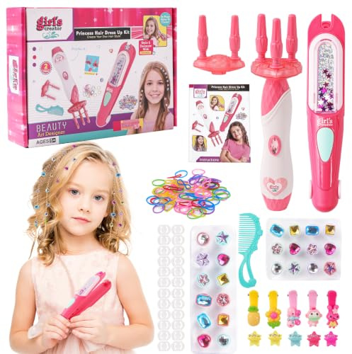 JONRRYIN Kit de tressage de cheveux pour fille, aide à tresser les cheveux avec perles à cheveux, kit de tressage automatique, accessoire pour cheveux, jouet cadeau pour filles et enfants de 5 à 12