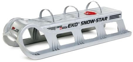 EKO Plastikbob Snow Star 120, Silber, 120x35x37 Kunststoffschlitten davoser Stil