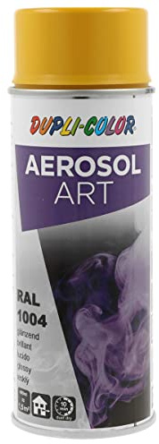 DUPLI-COLOR AEROSOL ART RAL 1004 goldgelb glänzend 400 ml, Spraylack für vielseitigen Einsatz, schnelltrocknend, hohe Deckkraft, für Innen- und Außenbereiche geeignet