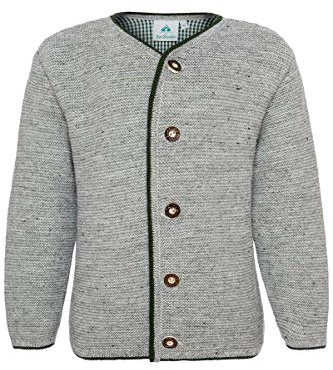 Isar-Trachten Jungen Kinder Strickjanker hellgrau, HELLGRAU, 110