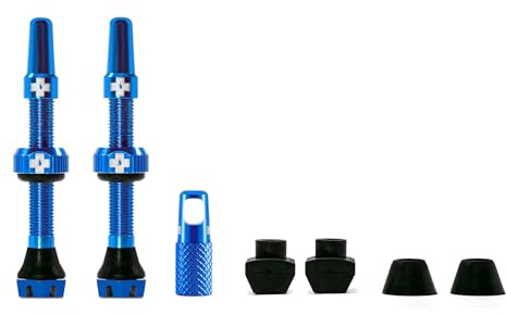 Muc-Off Valves Presta Tubeless - 44 mm - Valves de Vélo Anti-Fuite de Qualité Supérieure avec Outil Démonte-Obus de Valve Intégré - Bleu