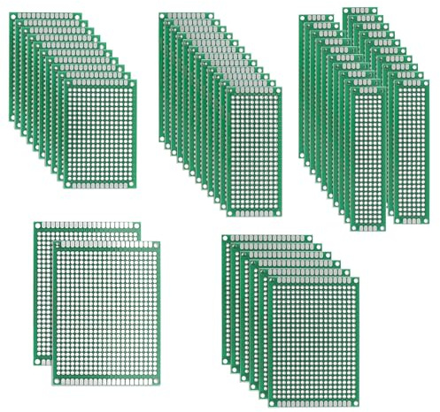 sourcing map Carte de Prototypage PCB Prototype Plaque Circuit Imprimé Double Face Kit (5 Dimensions - 4x6 5x7 3x7 6x8 2x8) pour Bricolage électronique Soudure Essai 50Pcs