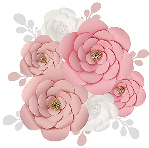 Gukasxi 3D Paper Flower Decorations for Wall, 3D Artificial Flower for Wedding Centerpiece Bridal Shower Birthday Party Backdrop Nursery Wall Decor (Pink Paper Flower)