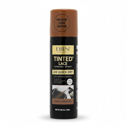 EBIN NEW YORK Spray teinté pour dentelle – Séchage rapide 10 fois, résistant à l'eau, sans résidus, application uniforme, teint de peau, aspect naturel – 100 ml – Marron foncé