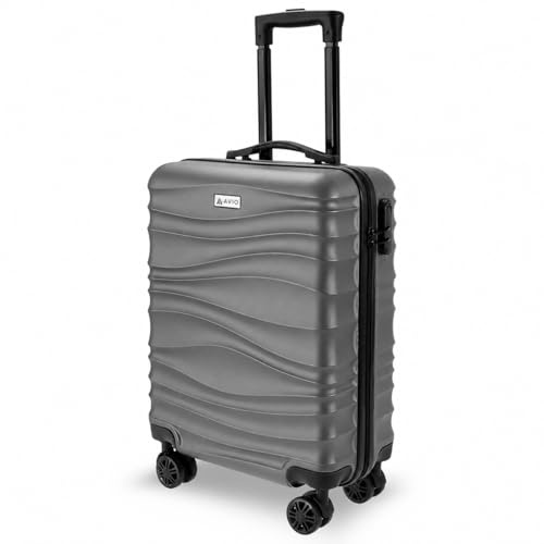 AVIO Wave Cabin Suitcase 55x40x20cm – Lightweight Hard Shell Cabin Luggage with 4 Double Spinner Wheels, Telescopic Handle & Organised Interior – Small Cabin Size Carry On Travel Suitcase