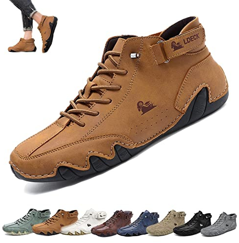 Bottes Hautes Italiennes En Daim Faites À La Main Avec - Becks Shoes Baskets Décontractées En Daim Imperméables For Hommes, Bottes Chukka Hautes For Hommes Antidérapantes Et Respirantes ( Color : brun
