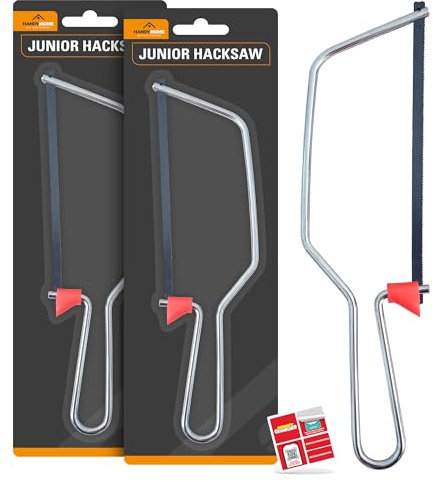 SOL 2pk Junior Hacksaw with Blade - 6 Mini Hacksaw for Plastic, Wood & PVC Pipe, Adjustable Cutting Angles for Precision, DIY Projects, Compact Small