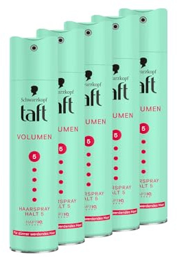 Schwarzkopf Taft Haarspray Volumen (5x 250 ml), Haltegrad 5 Haarstyling, Haarspray für feines und dünner werdendes Haar, Volumen-Haarspray, vegane Formel*