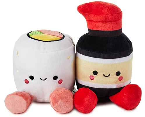 Hallmark Better Together, Sushi and Soy Sauce Plush Pair, Set of 2 | Soft Polyester, Weighted Body & Feet, Embedded Magnets, Easy to Clean, Great for Birthdays, Anniversaries, Valentine’s Day