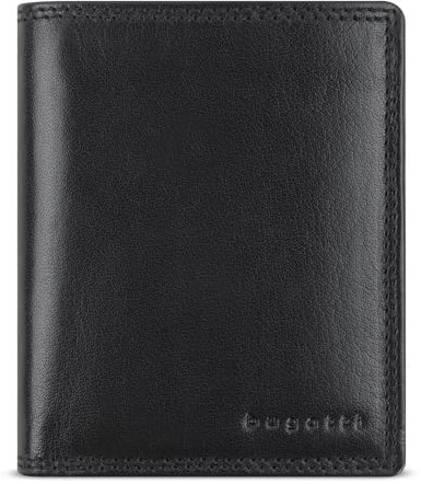 bugatti Savona Geldbörse aus vegetabilem Büffelleder, RFID-Portemonnaie Hochformat, Leder-Wallet für Herren, schwarz