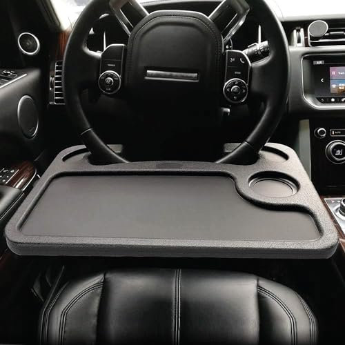 Car Steering Wheel Tray, Portable drive table for car laptop tray, Double Sided Car steering wheel table tray for notbook laptop dining food Fits Most Vehicle Car SUV Steering Wheel drive table tray