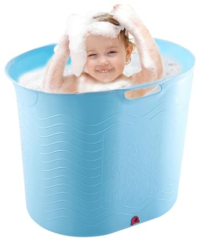 Kinderbadewanne,Babybadewanne - Hochtemperaturbeständige Komfort-Babybadewanne mit Ablauf | Sicherer tragbarer Badeeimer für die Reise, Kleinkindzubehör für Kinder