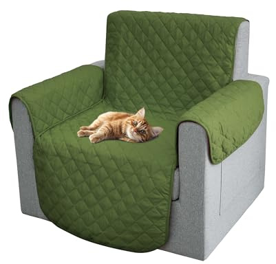 Comart - Funda para sillón Majestic - Funda para sillón con reposabrazos - Funda Acolchada - Reversible - Antiarañazos - para Perros y Gatos - Lavable a máquina - Antideslizante - Verde - Sillón de 1