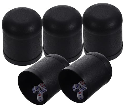 VICASKY Lot de 5 gobelets dés, en plastique, avec 25 dés, ambiance de fête, idéal pour Ktv