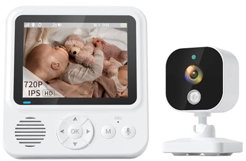 Baby Monitor con fotocamera e visione notturna, 2,8 pollici 720P HD Video Baby Monitor Camera Schermo IPS, modalità VOX, 300 m di distanza, rilevamento della temperatura, promemoria piangere, ninna