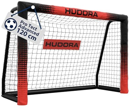 HUDORA Soccer Goal Pro Tect Advanced – Outdoor soccer goal with net and weatherproof coating for children/adults – Easy to assemble in the garden goal wall with zips and Velcro