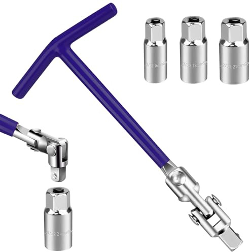 shallyong Chiave Candela, 16/18/21 mm Chiave Universale, Set Chiavi Inglesi, Set Chiavi per le Candele del l'auto, Kit Candele per Candele per Auto e Moto (Blu)