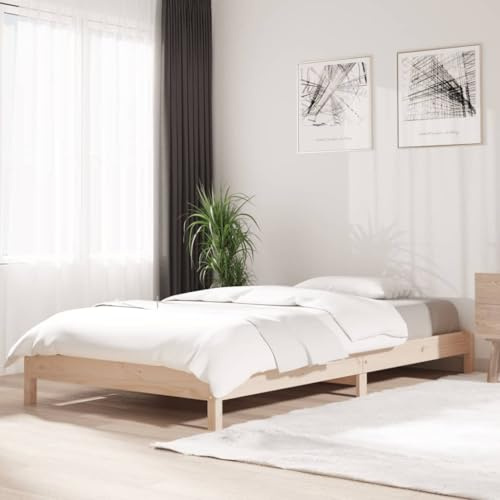 Teenpull Cama apilable de 100 x 200 cm de madera maciza de pino, mueble sin tratar para ahorrar espacio, marco estable, colchón a juego, plataforma de cama.