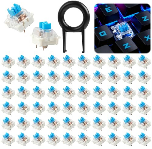 61Pcs Clickers for 3D Prints,Mechanical Keyboard Keycaps Set with Remover Tool,Blue Switches,DIY Accessories,Applicable for Blue Switch Mechanical Keyboard,Ideal for Typists & Keyboard Enthusiasts