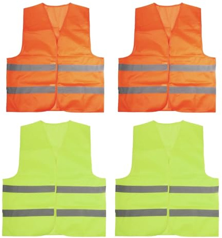 4 Pezzi Gilet Alta Visibilità, gilet di sicurezza ad alta visibilità con strisce riflettenti, fresco e traspirante, adatto per corridori, automobilisti, addetti alle pulizie, motociclisti