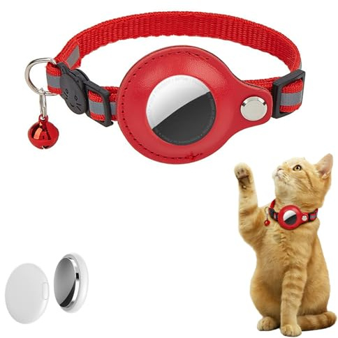Collier GPS Chat, Collier Traceur GPS pour Chat et Chien, Localisation en sans Abonnement, Compatible iOS/Android/HarmonyOS, Ipx5 RéSistant Aux éClaboussures, Positionnement auxiliaire (Rouge)