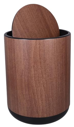DOITOOL Papelera de Plástico con Tapa Abatible Doble Compartimento Diseño de Madera Ligera y Resistente para Baño Dormitorio Oficina y Cocina