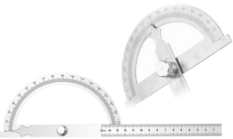 Heucadup transportador de angulos, Goniómetro de acero inoxidable de 0-180° con tornillo de bloqueo, medidor de angulos universal con regla de 150 mm para la escuela, carpintería, dibujo y marcado