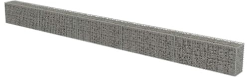 Solivagant Gabbione con Copertura in Acciaio Zincato 600x30x50 cm,Argento,31.7kg